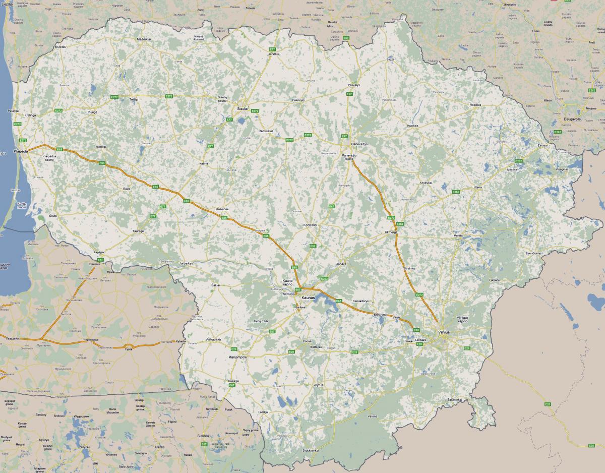 Kartta Liettuan turisti 
