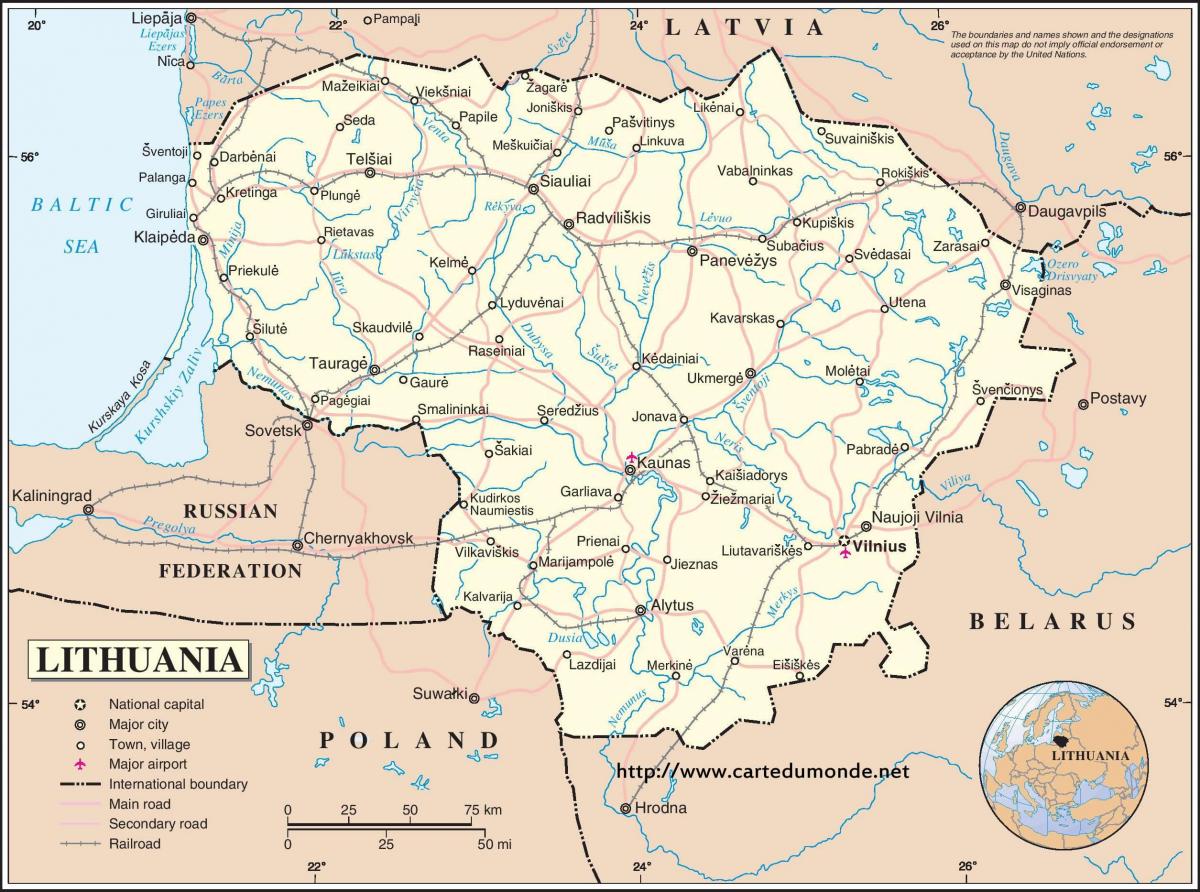 Kartta Liettuan maa